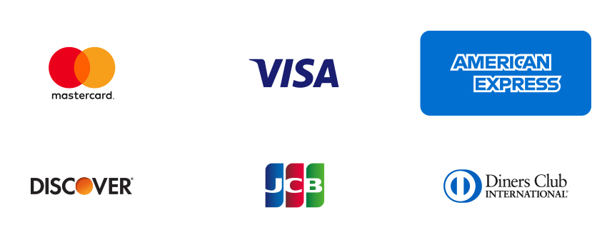 VISA・MasterCard・JCB・Diners Club・American Express・DISCOVER
